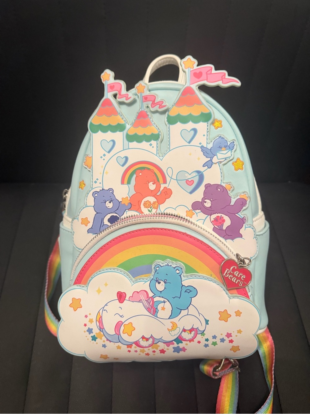 Care Bears Pastel Rainbow Castle Mini Backpack in Light Blue
